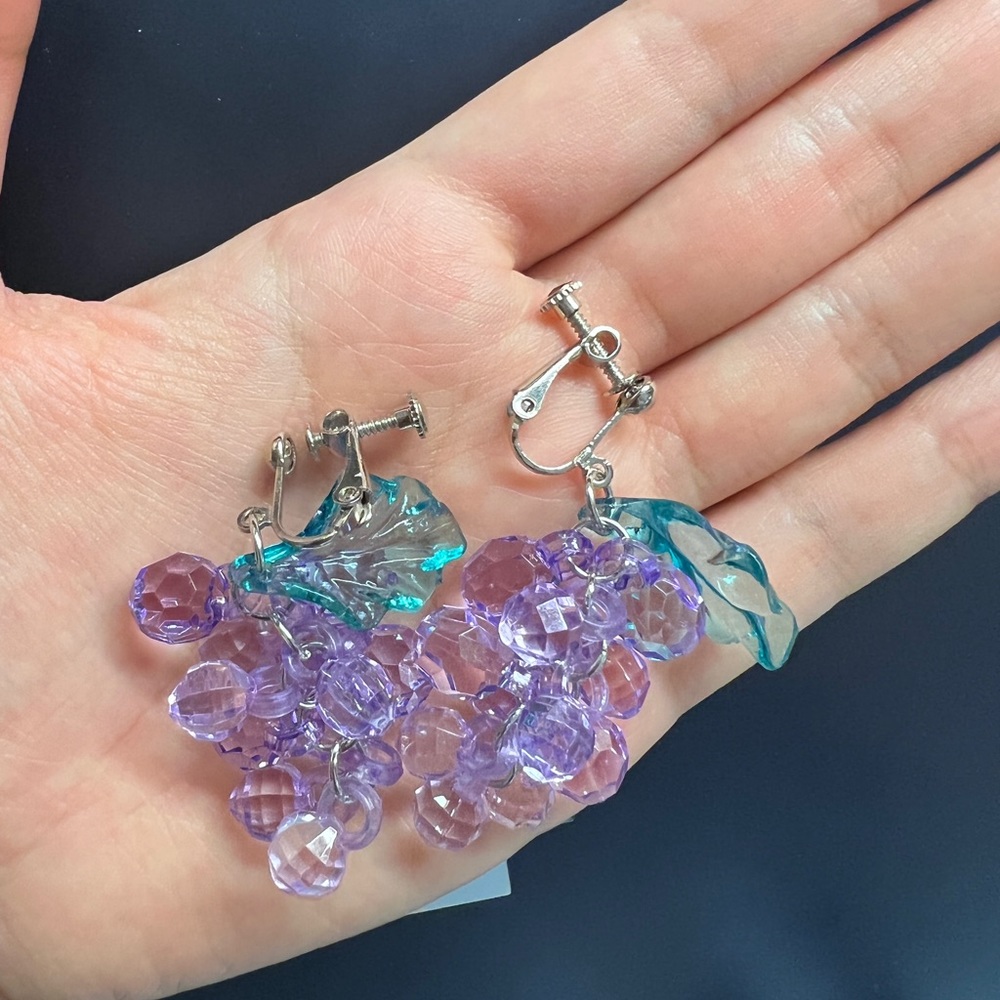 Purple grape earrings